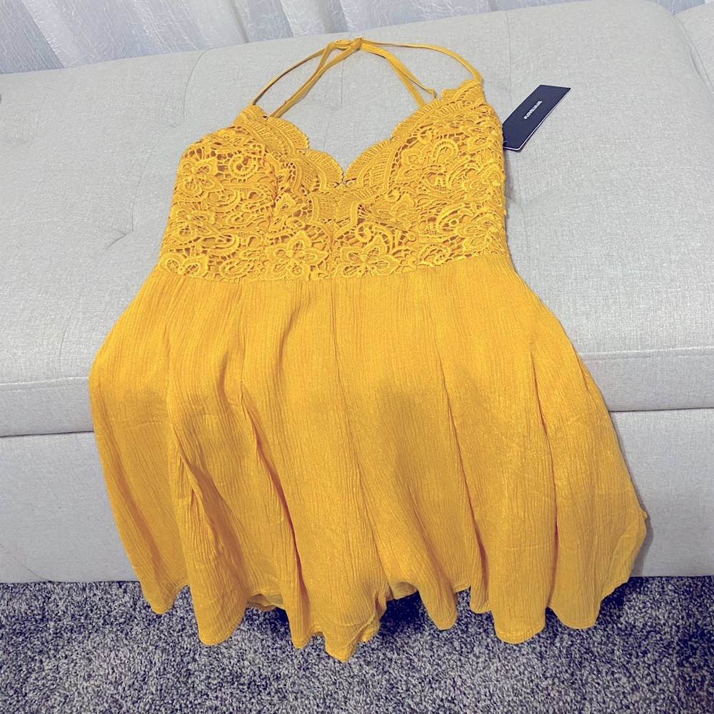 Golden Yellow Backless Romper *NWT*